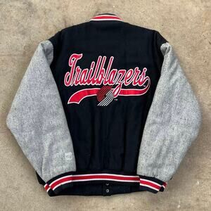 Vintage 90s Portland Trailblazers Logo 7 Letterman Jacket Large